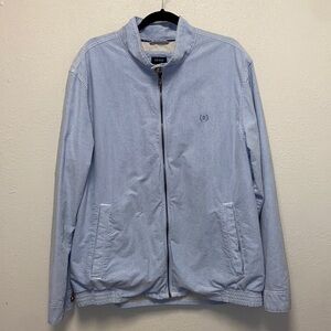 Izod Blue Chambray Light Weight Full Zip Two Button Collar Jacket